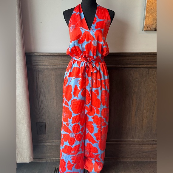 Sugarlips Orange and Blue Floral halter top Jumpsuit NWT M - Picture 6 of 9